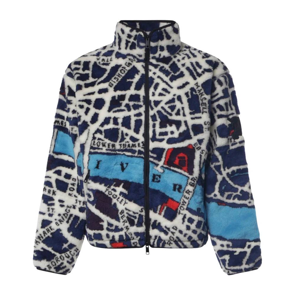 Burberry London Map Fleece Jacket - Træning - Herre - Blå - XL - Uld
