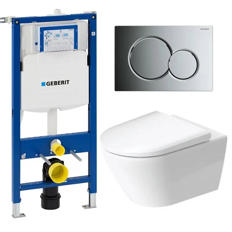 Toiletpakke m/Duravit D-Neo toilet m/ Geberit cisterne, sæde og matsort trykplade