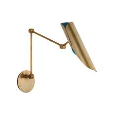 Flore Double Library Wall Light Soft Brass and Riviera Blue