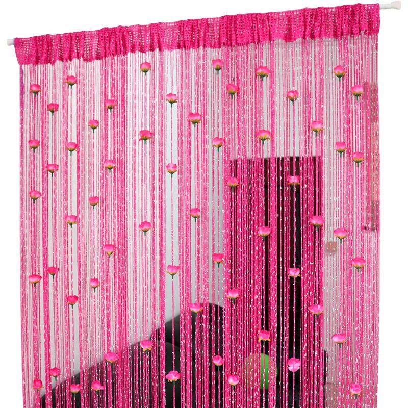 100X200cm Blommig Trådgardiner Skärm Band Snöre Avdelare Persienn Fest Bröllop Drapering Vardagsrumsfönsterpanel Tofsgardin