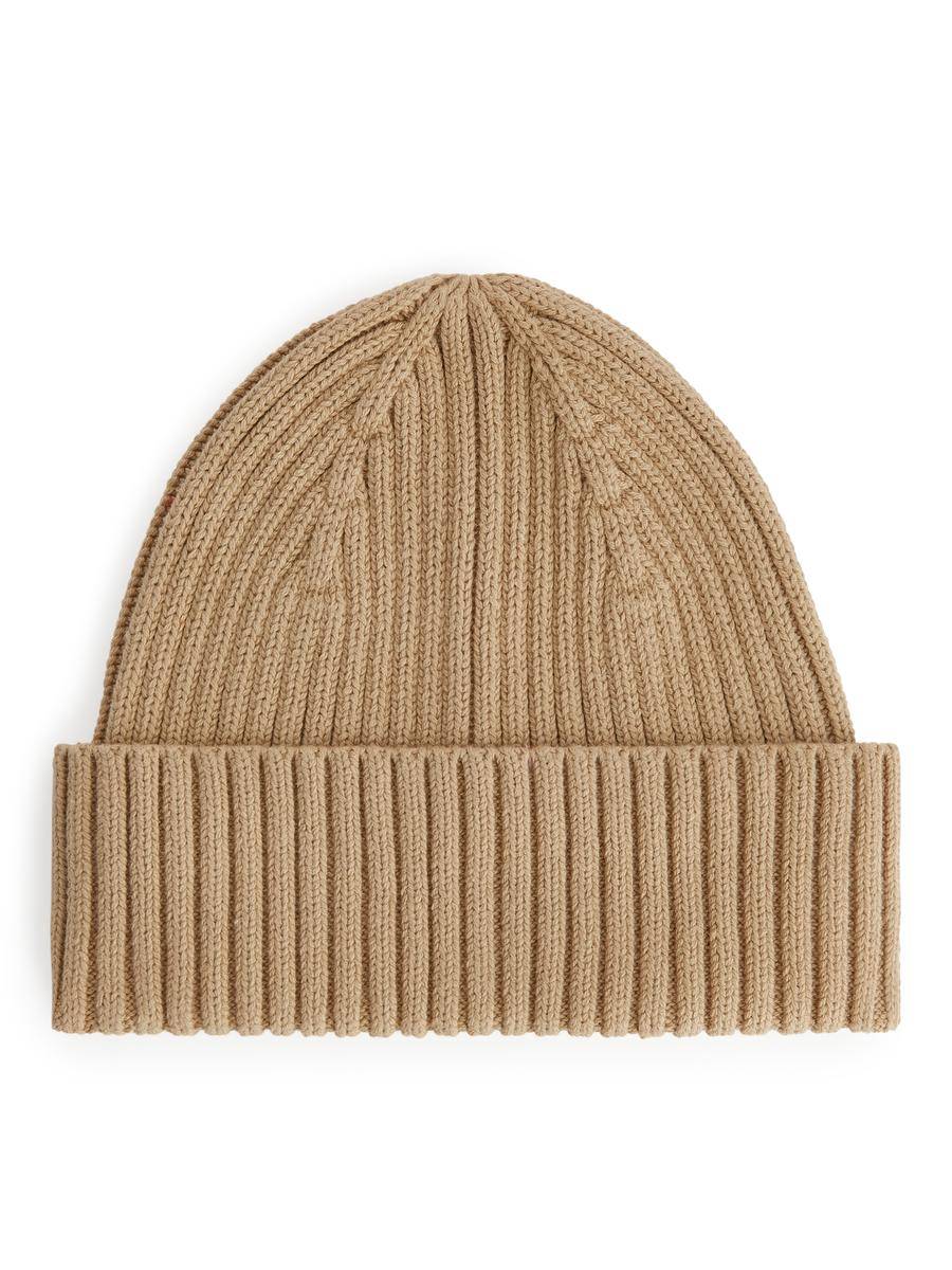 ARKET Rib Knit Beanie -Beige, 116/140