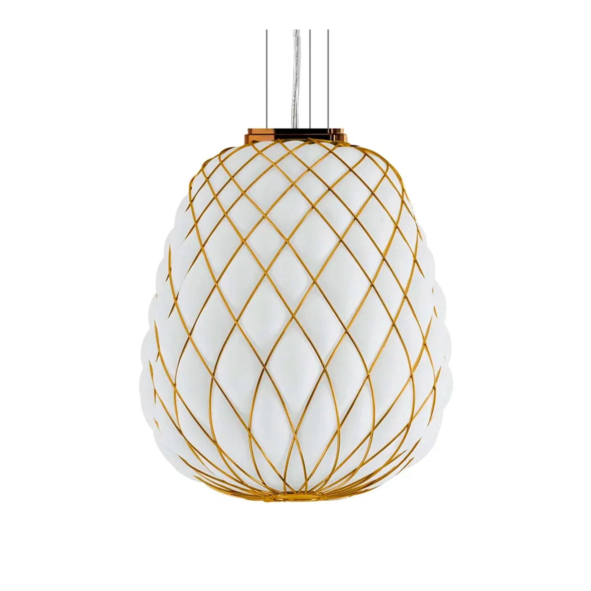 FontanaArte - Pinecone 4339 Suspension, Gold cage/White glass - Pendellamper - Paola Navone - Gennemsigtig