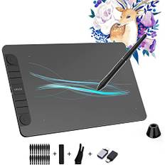 Grafiktablett VEIKK VK1060PRO，10x6 Zoll Drawing Tablet with 8 Shortcut Keys，Doppeltes Einstellrad-Design 8192 Druckstufen Batterielosem Stift Kompatibel Windows/Mac OS/Android/Linux