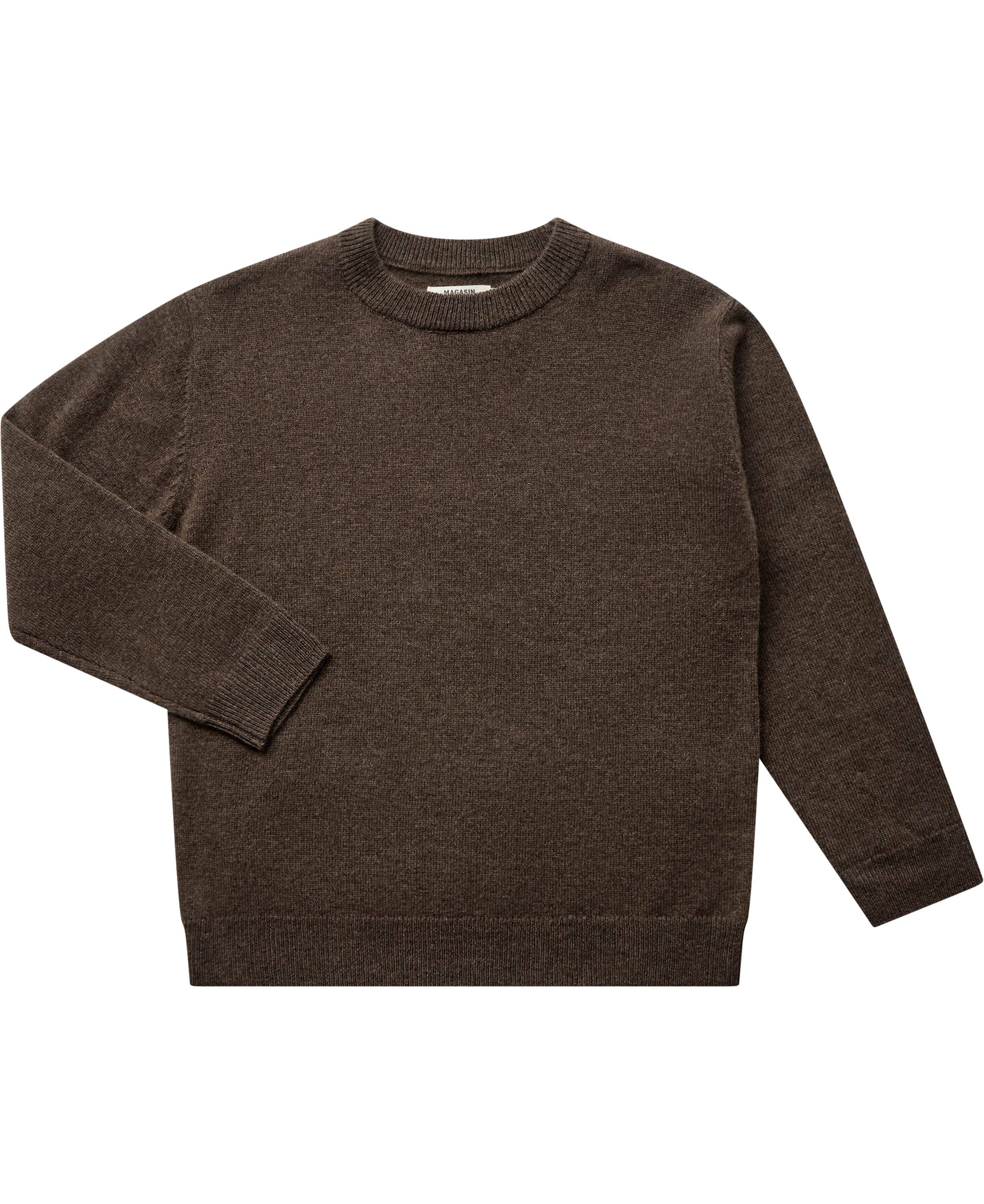 Magasin Strikka 6 RWS Wool & GCS Cashmere Pullover Str 3 år / 98 cm Cashmere Dark Brown Melange Strik.