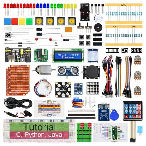 Freenove Ultimate Starter Kit for Raspberry Pi Pico 1 2 W (Not Included), 767-Page Detailed Tutorial, 220 Items, 119 Projects, Python C Java Code