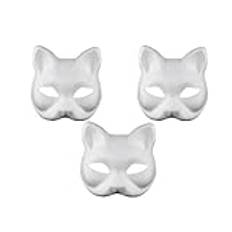NUOBESTY 3 St Japansk Rävmask Kostym Dekorera Masker För Barn Katt åla Kabuki - Kattmask Vuxen Diy Tomma Masker Diy åla Masker Japansk Stil Barnpapper Vit