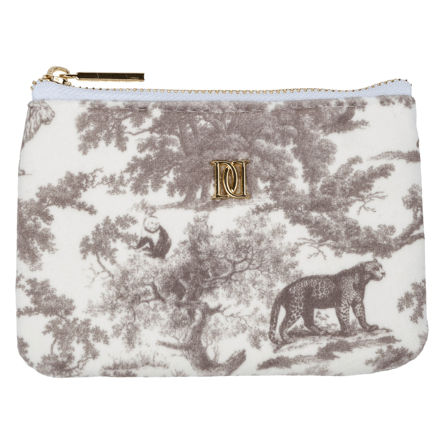DARK Velvet Mini Pouch Warm Taupe Savannah Pattern