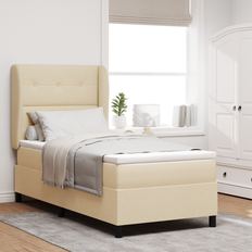 vidaXL Box Spring Seng med Madras Cremefarvet 90x200 cm Stof