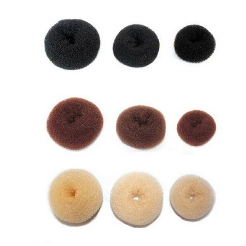 Hårbase Svamp Hår Donut Bun Maker Svampebolleformer Til Hår Sort 3 Stk Til Kvinder Og Piger
