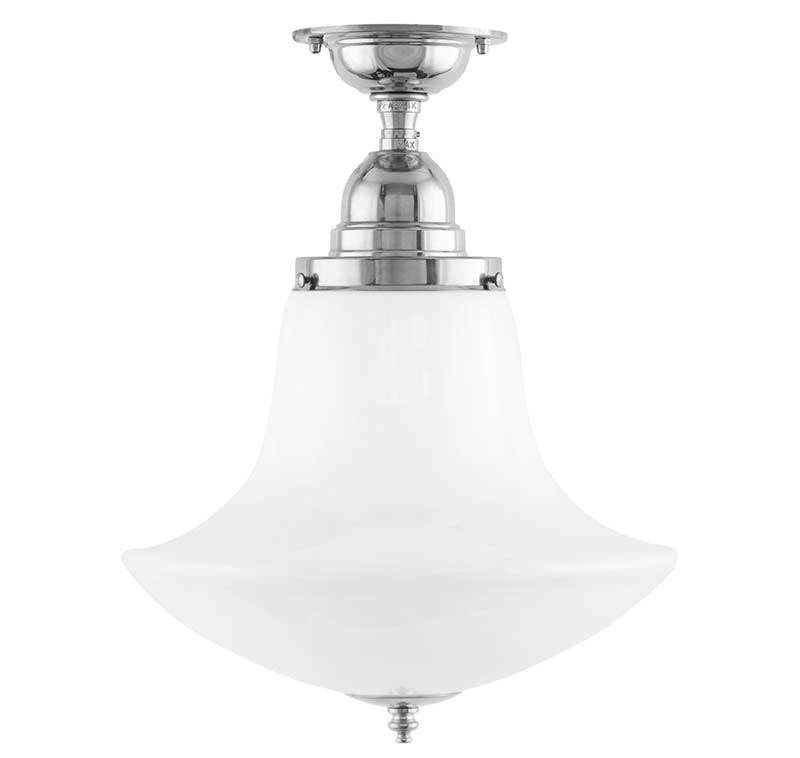 Loftslampe - Byström 100 nikkel, klokkeformet skærm