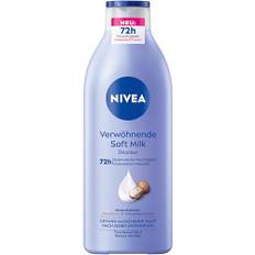 NIVEA Verwöhnende Soft Milk, Body Milk für trockene Haut mit Tiefenpflege Serum, Feuchtigkeitspflege mit Shea Butter und 100% purem Hyaluron (400 ml)