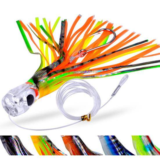 23cm/96g Fiskebete Simulerad Stark Färg Vass Krok Livliga Ögon Multifärger Hav Båt Trolling Mjuk Bläckfisk Bläckfisk Kjol Bete