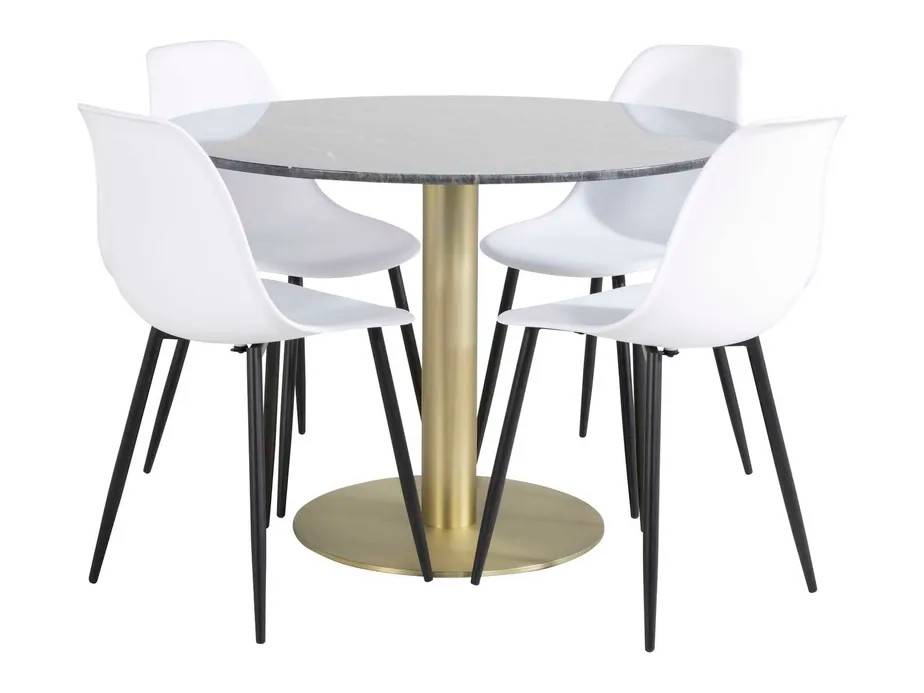 Venture Design Estelle & Polar matgrupp Svart/vit 4 st stolar & bord 106 cm