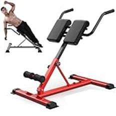 Roman Chair Hyperextension Bench, Back Extension Bench Machine for Glute, Hamstring and Lower Back, Multipurpose Adjustable Exercise Equipment, for Home Gym Fitness,Red