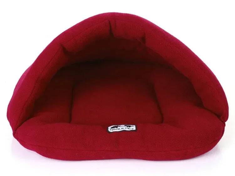 Slipper-Shaped Cave Pet Bed – Warm Cotton Nest for Cats & Small Dogs - Red / 48X58CM (48X58CM)