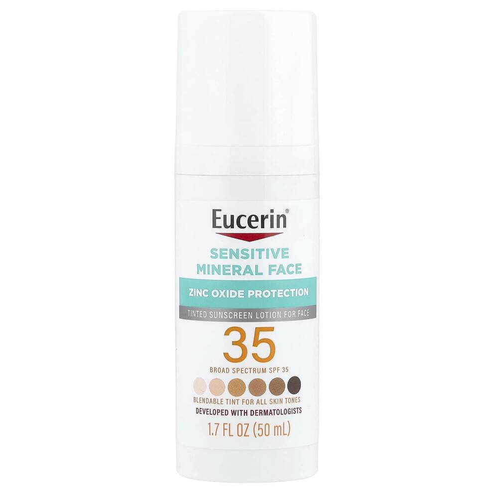 Eucerin, Sensitive Mineral Solbrændselscreme, SPF 35, Tintet, 1,7 fl oz (50 ml)