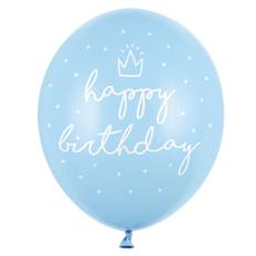 Latexballonger Pastellblå Birthday 6-pack