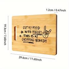 TEMU 1pc Humorous Laser Engraved Bamboo Cutting Board For Kitchen - "cut Into Pieces" Design, Durable Log Material, Safe For Food Contact, Unique Wooden Chopping Board, Ideal Housewarming Gift