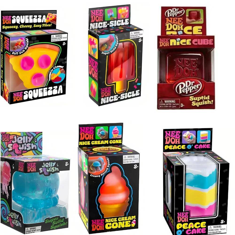 Schylling Needoh Nice Cube Sensorisk Nice-Sicle Stressavlastande Squishy Kub Anti-ångest Klickobjekt För Fokus ADHD-population armégrön färg