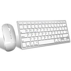 Set med trådlöst Bluetooth-tangentbord och mus, bärbart smalt tyst uppladdningsbart trådlöst tangentbord och mus kompatibel med iPad/Mac/Macbook/Android/Windows/PC/dator