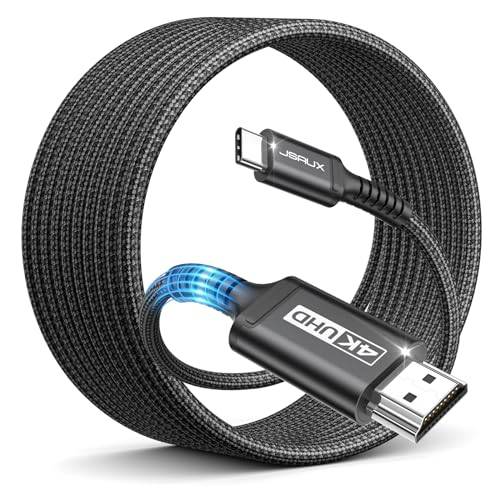 JSAUX USB C till HDMI-kabel 4M, USB Typ C till HDMI 4K UHD-kabel (kompatibel med Thunderbolt 3), kompatibel med MacBook Pro 2018/2017, MacBook Air/iPad Pro 2018, Samsung Galaxy S10/S9 Usw - Svart