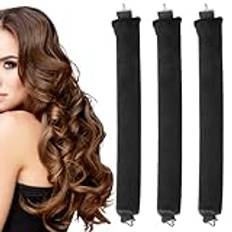 3 st Heatless Blowout Stavar Heatless Blowout Stavar Heatless Curling Rod Heatless Curlers gör-det-själv-hårstylingapparater för långt kort vågigt hår (svart)