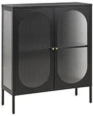 Glas vitrine skænk SARRE 90 cm Metal Sort