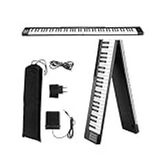 88 Full-Size Portable Keyboard Piano Halvviktad hopfällbar digitalpiano Inbyggda dubbla högtalare, Bluetooth 5.0, MIDI, Sustain Pedal, Bärväska (Black)