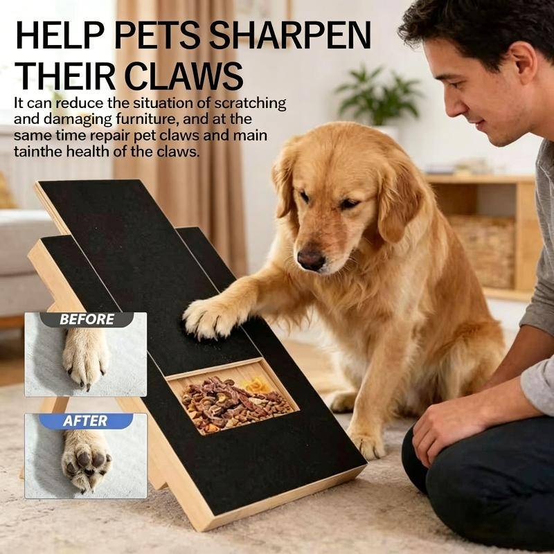 Solid Pine Wood Dog Scratch Pad Stress Free Nail Filing Board Durable Paw Care Pad for Adult Puppy Dogs Home Use beige