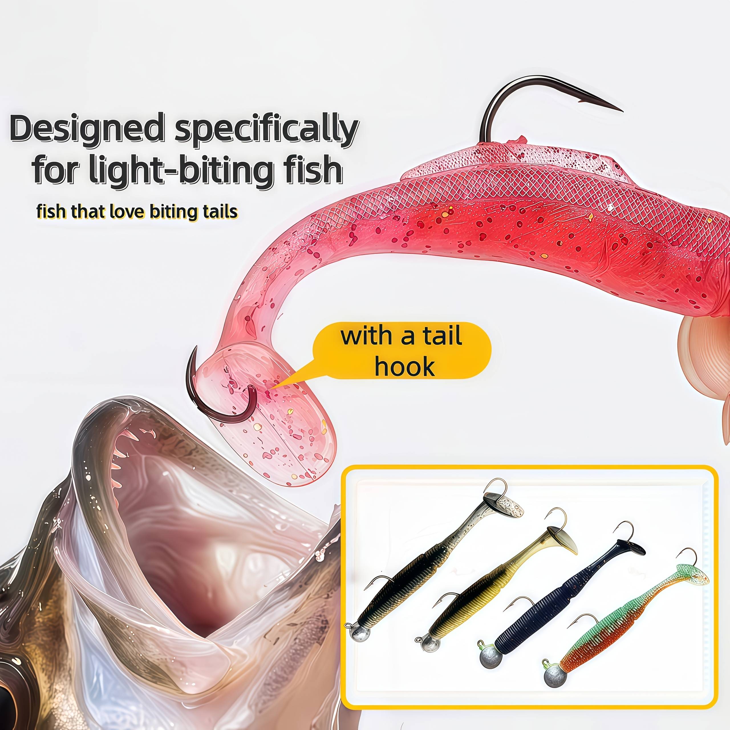 TEMU Random 2pcs T-tail Soft Bait Bionic Lure With 3.5g/5g/7g/10g High For Fish Culter Freshwater Saltwater Fishing Tackle