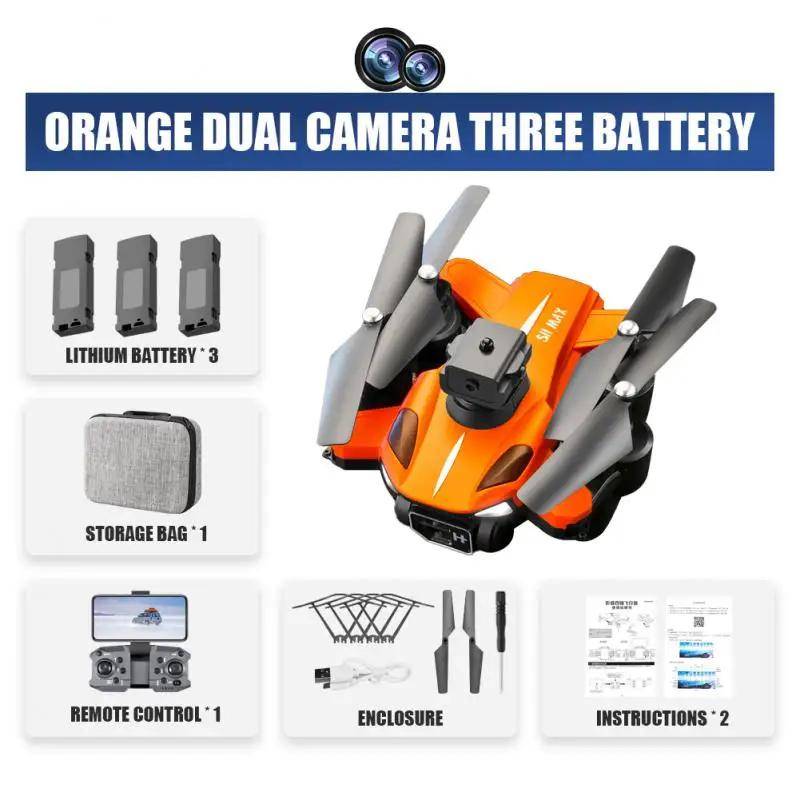 P11 Pro Drone 8k Professionell 5000m 30 minuter GPS ESC Dual-Camera Rundstrålande Hinder Undvikande Quadrotor Drönare För Barn Presentleksak 3 battery orange