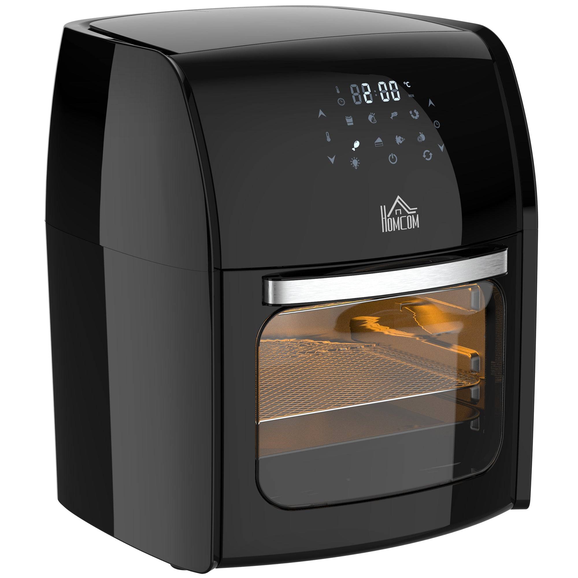 HOMCOM 12L 8 in 1 Digital Air Fryer Oven with Roast, Bake, Dehydrate, 8 Preset Modes, Rapid Air Circulation, Timer, Inner Light, Memory Function, 1800W, Dish Wash Accessory, Black
