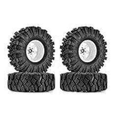 INJORA 1,9 lera däck-set – 8,9 mm pärllås fälg för 1/10 RC crawler bil axial SCX10 90046 UTB18 TRX4 (vit) – 4 hjul, 4 skuminlägg