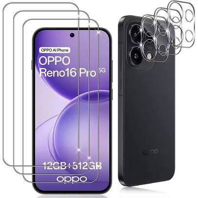 4-delars set kompatibelt med OPPO Reno16 /Reno16 F/ Reno16 Pro 5G/ Reno15 Pro Max/ Reno15 Pro/Reno15 F/Reno15 / Find X9 Ultra/Find X9/Find X9 Pro/ Fin - Genomskinlig (Multi-size)