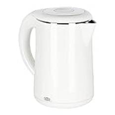 Vattenkokare, dubbel vattenkokare mot skållning, 1,5 liters kanna i rostfritt stål, med snabb uppvärmning och isoleringsarbete, intelligent sensortemperaturkontroll, för familjens sovrum/vit/13 * 20