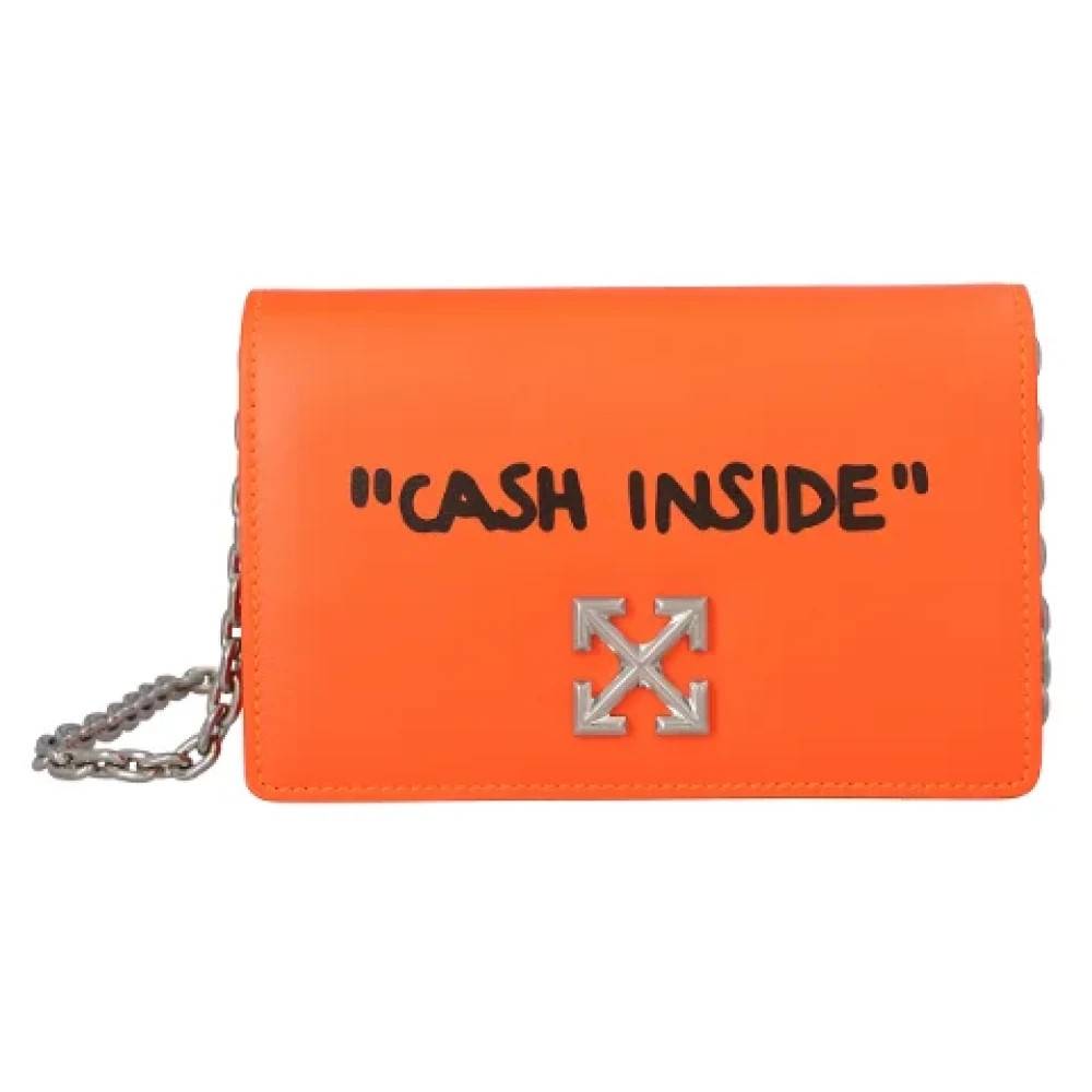 Off White Laeder skuldertasker - Tasker - Dame - Orange - ONE SIZE - Uld