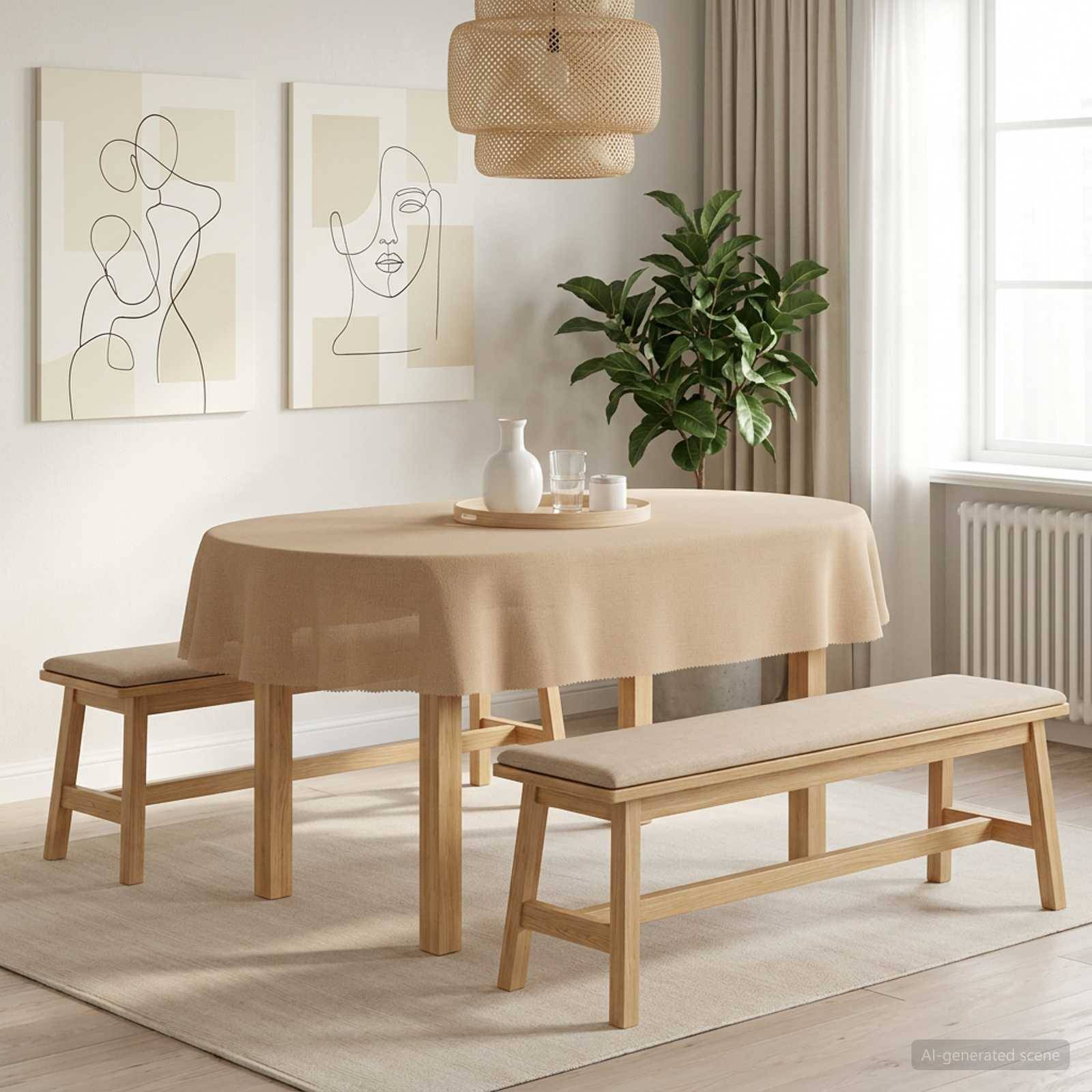 vidaXL Bordduk Oval Beige 130 x 220 cm