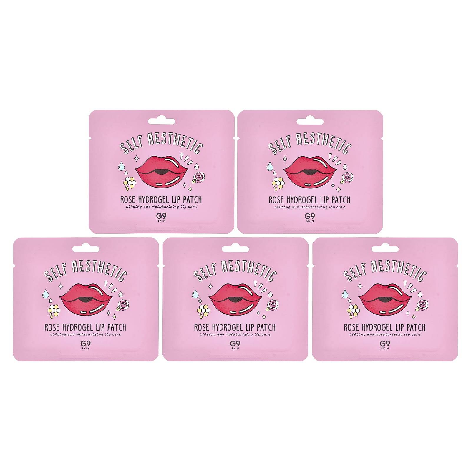 G9Skin, Self Aesthetic, Rose Hydrogel Lip Patch, 5 Pieces, 3G(0.10Oz)