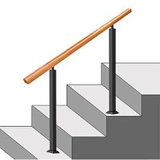 Utomhus Trappräcke, Passar 2 Eller 3 Steg Ledstång i Metall och Massivt Trä, Veranda Flexibel Övergångsräcke, Ledstång med Installationssats, för Inomhus- och Utomhustrappor