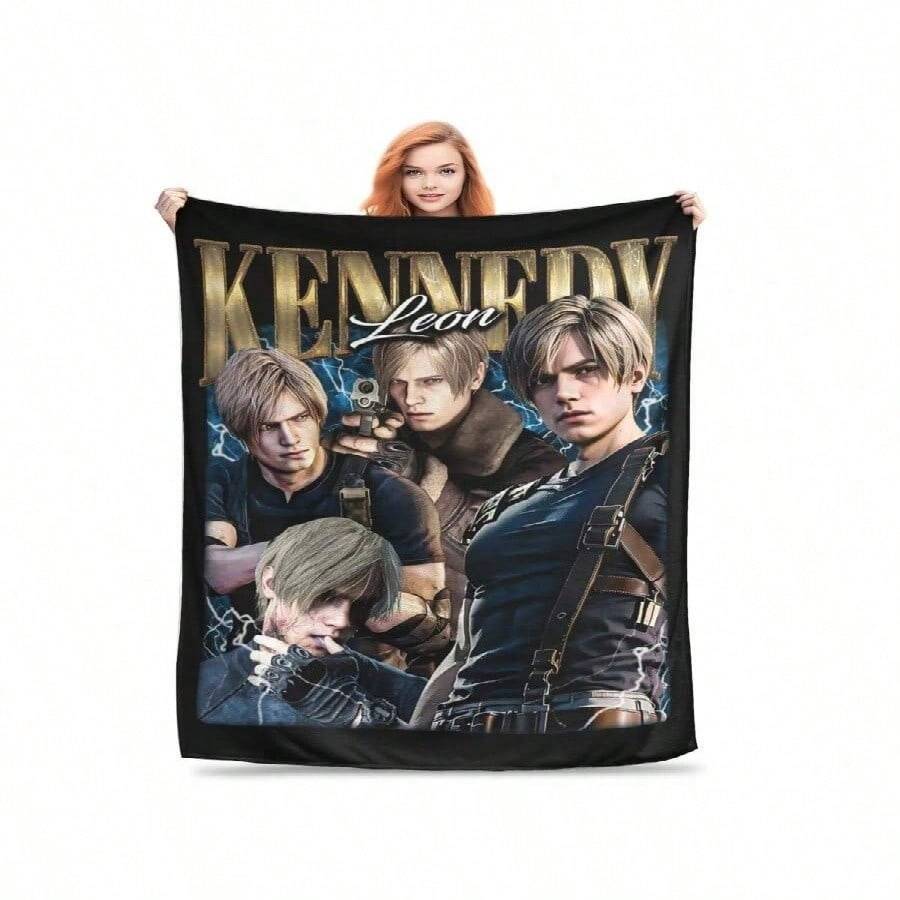 Leon S. Kennedy Residents Onda Filtar Korallfleece Plysch Textil Dekoration Andningsbara Plädar För Säng Bil Matta Bit.Jpg