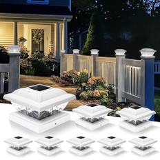Solpex Solpex Solstolplampor, IP65 vattentäta sollampor utomhus trädgård postlampa, för 5 × 5 4 × 4 3,5 × 3,5 tum/13 × 13 10 × 10 × 9 cm uteplats staket däck trästolpar (8-pack)