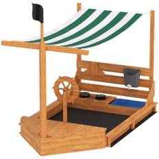 Sandkasse Skibsformet med Legekøkken 180 x 103 x 144,5 cm Grøn