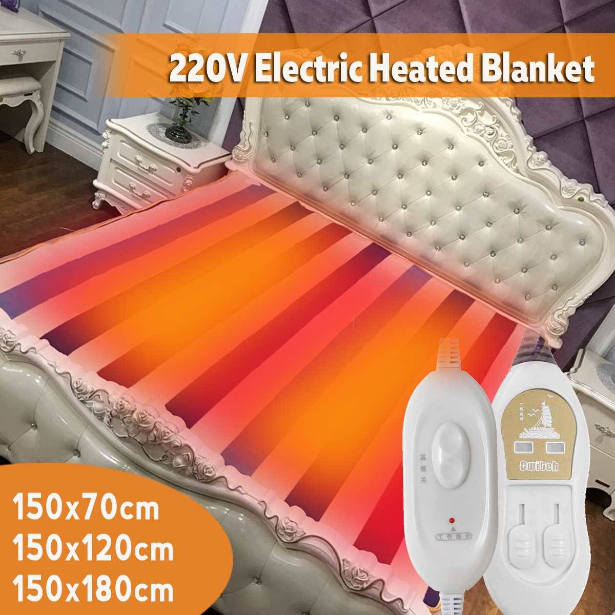 220v elektrisk uppvärmd filt tjockare värmematta med temperaturkontrollsängmadrass vinterkroppsvärmare filt queen size - 150 x 70cm