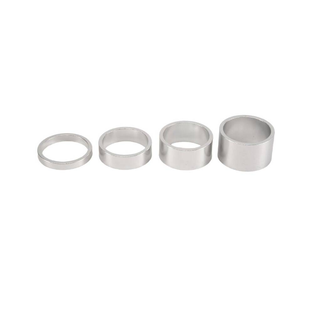 4Pcs/Set 5/10/15/20mm Aluminum Alloy Headset Stem Spacer MTB 28.6mm Fork Washer Cap for Road Bike Cycling,Silver
