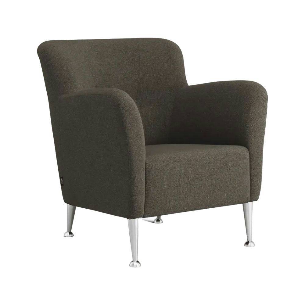 Swedese Nova Easy Lounge Chair - Borstad Aluminium Svensson Rami 3072 Mellanbrun