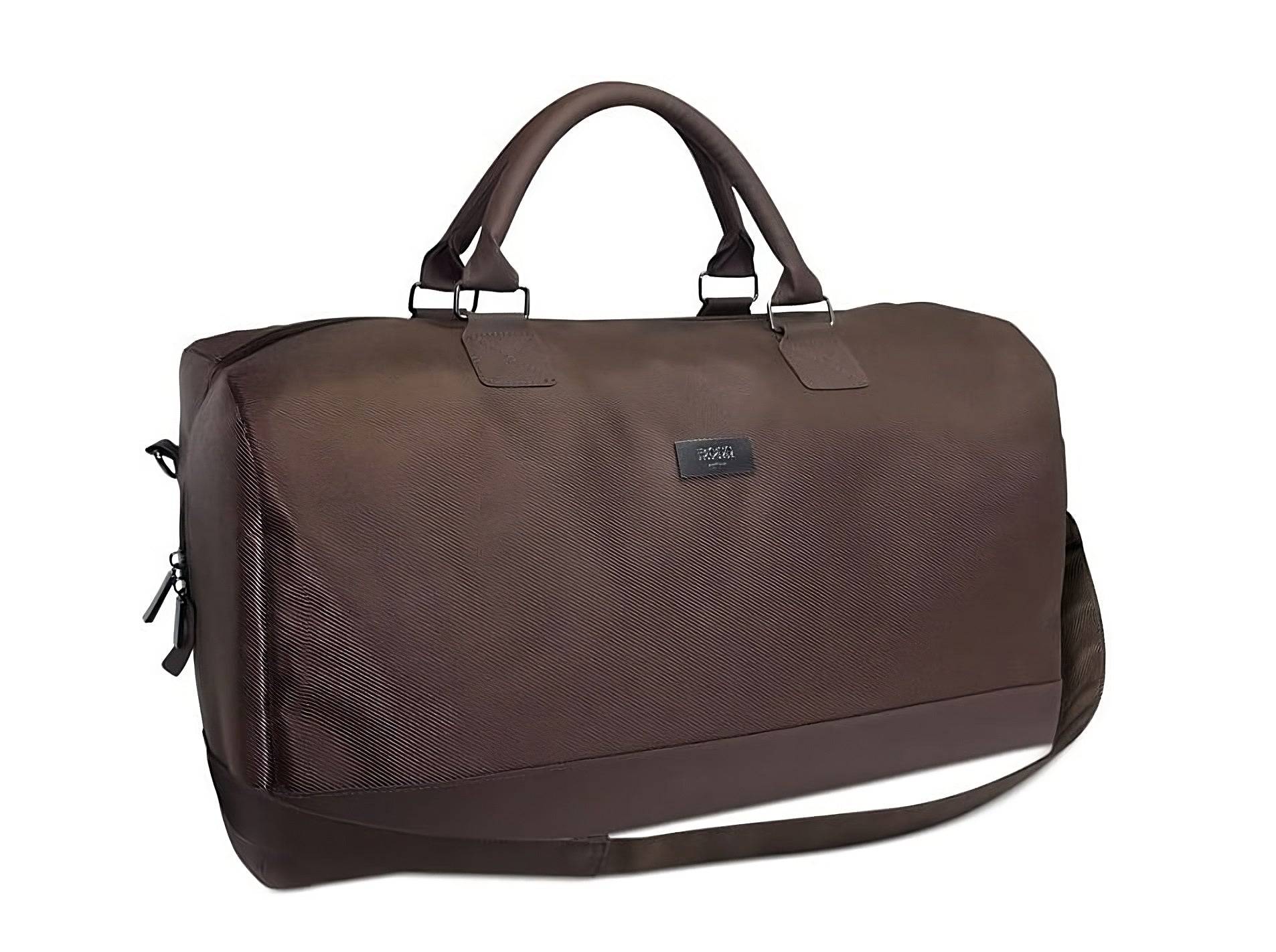 Hugo Boss, duffelväska, konstläder, tygväska, weekendväska, mörkbrun, 50 x 18 x 31 cm