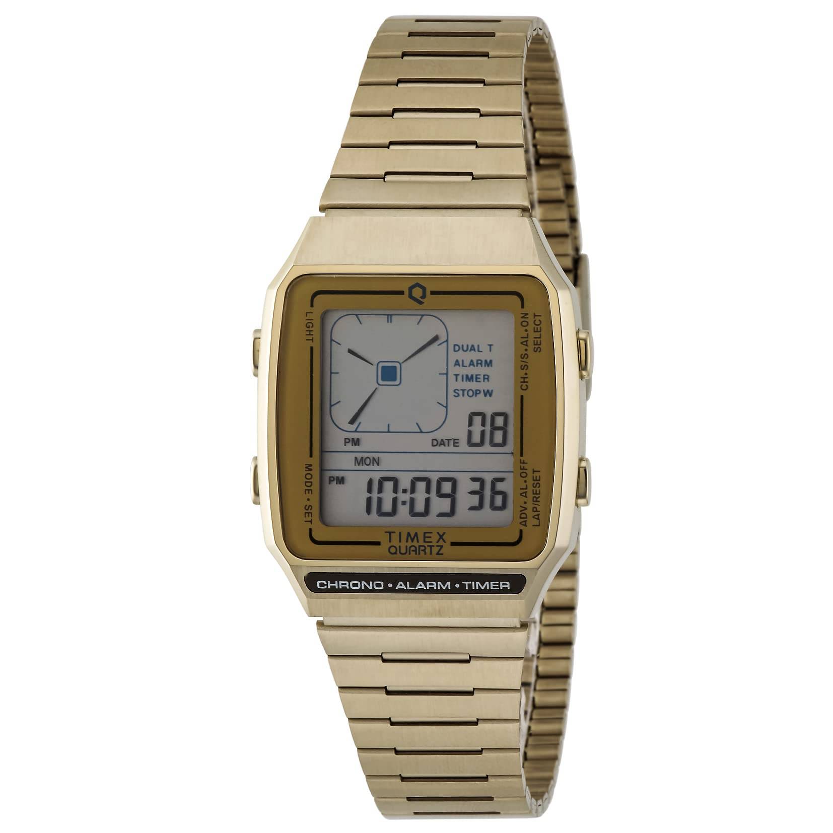 Timex Q Reissue Digital LCA Begränsad Upplaga Modell TW2U72500 Herrklocka gyllene