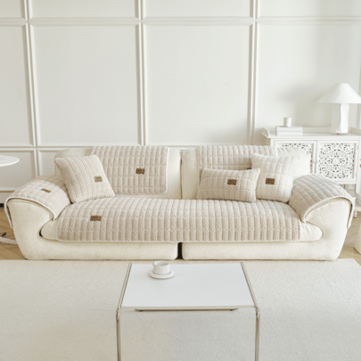 1 st minimalistisk soffkudde i enfärgad bubbeltextur i plysch, lätt lyxig mjuk hudvänlig sofföverdrag, halkfri dammavvisande och reptålig soffskyddare - Kaki (Multi-size)