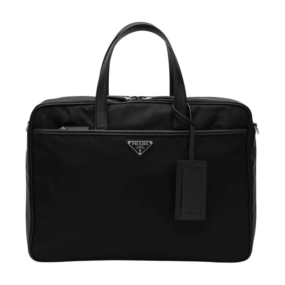 Prada Re-Nylon og Saffiano Arbejdstaske - Tasker - Herre - Sort - ONE SIZE - Nylon