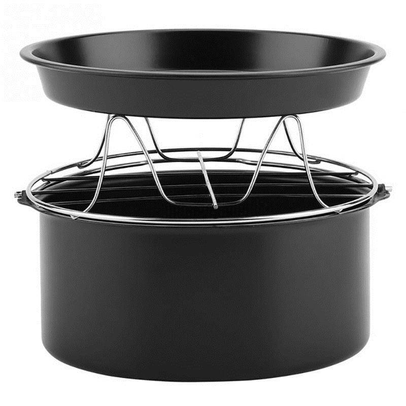 Sanq 7 tums fritös tillbehör 3 in 1 multifunktionell air fryer tillbehör set kit delar bröd hylla tårta fat pizza pan